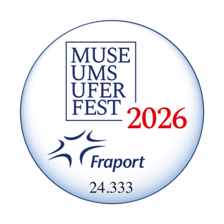 Logo des Museumsuferfests 2025 mit Fraport-Schriftzug im Kreisdesign.